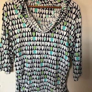 Sunset Rd Woman’s Patterned Cowl Neck light Stretchy Top Sz XL